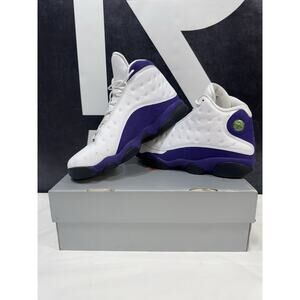 NIKE AIR JORDAN XIII 414571-105 RETRO 13 LAKERS WHITE/COURT PURPLE SZ 13 NICE